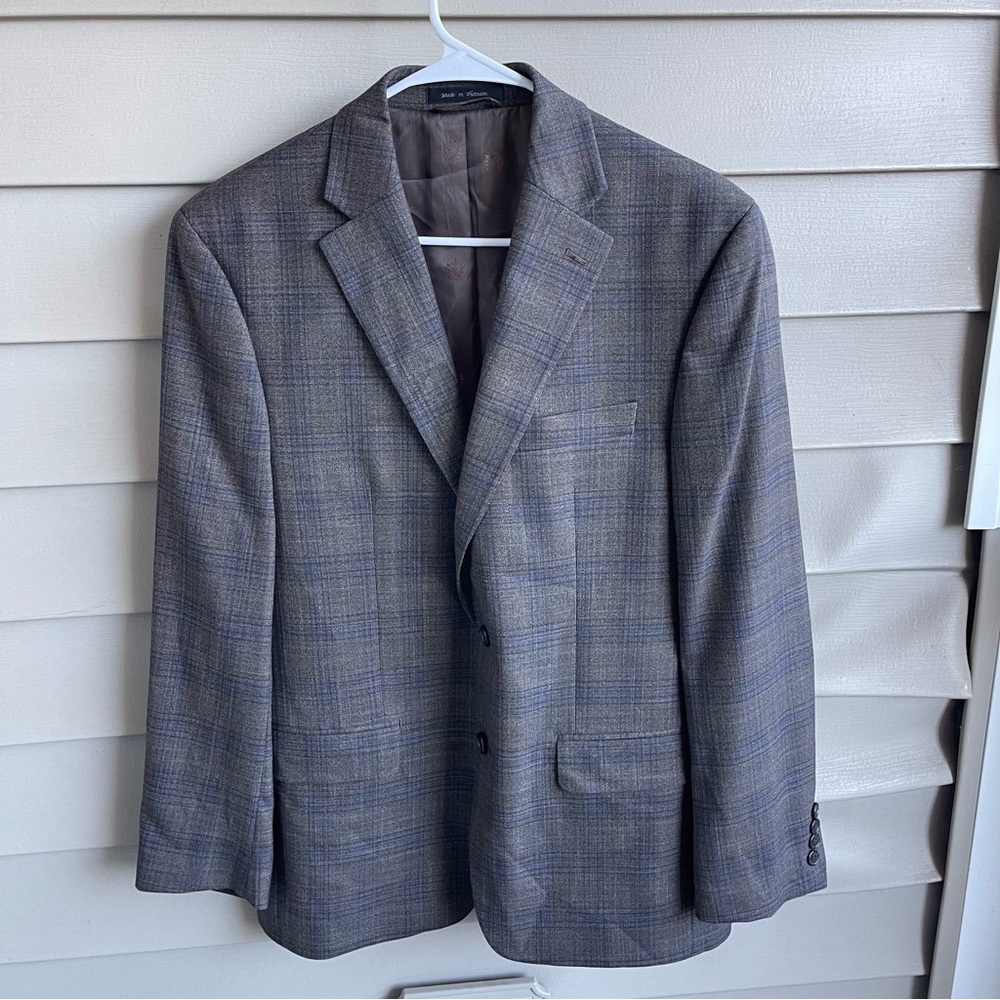 Lauren Ralph Lauren‎ Black Label Men's Brown Blue Plaid Sports Coat Size 40R